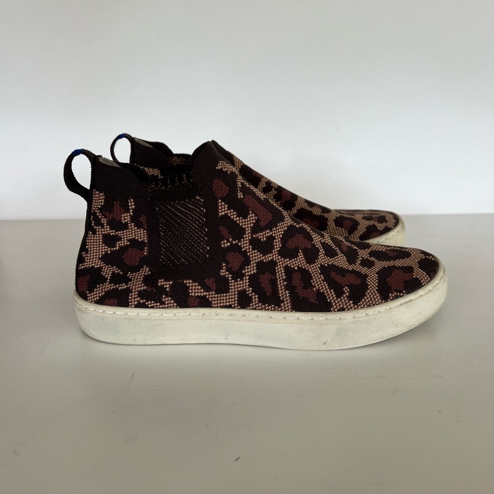 Rothy’s Chelsea Slip-On High Wildcat Cheetah Print High Top Sneaker, Brown, 7 - Picture 2 of 11